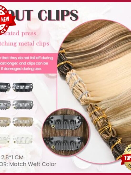 Real Human Hair Clip-In Extensions 22 Inch 75g 7pcs 16 Clips main image 7